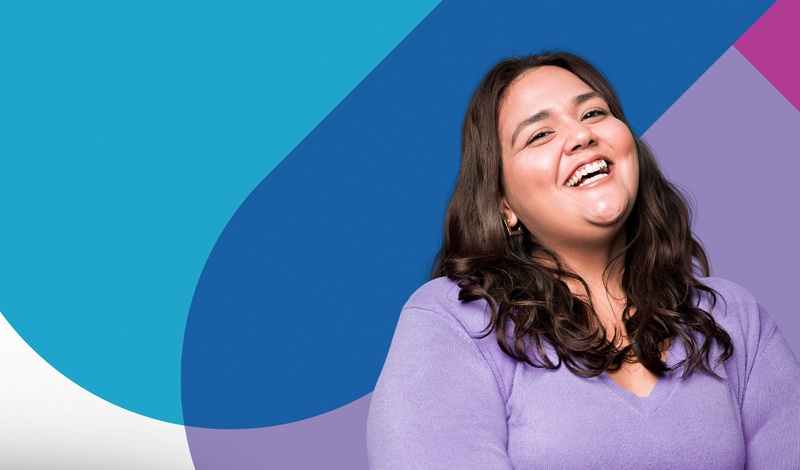 woman in the thedacare logo purple
