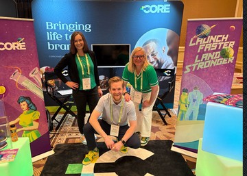 mickey, janee and beth and core's booth at HMPS26
