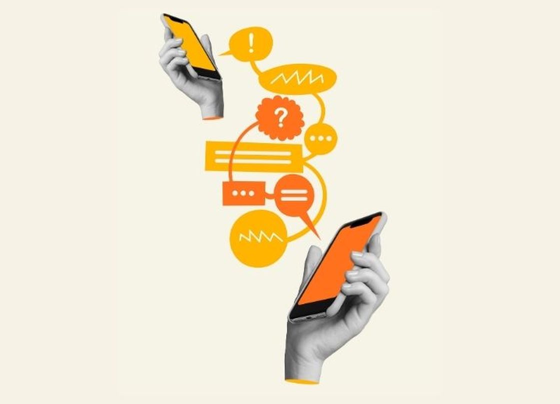 two phones communicating information